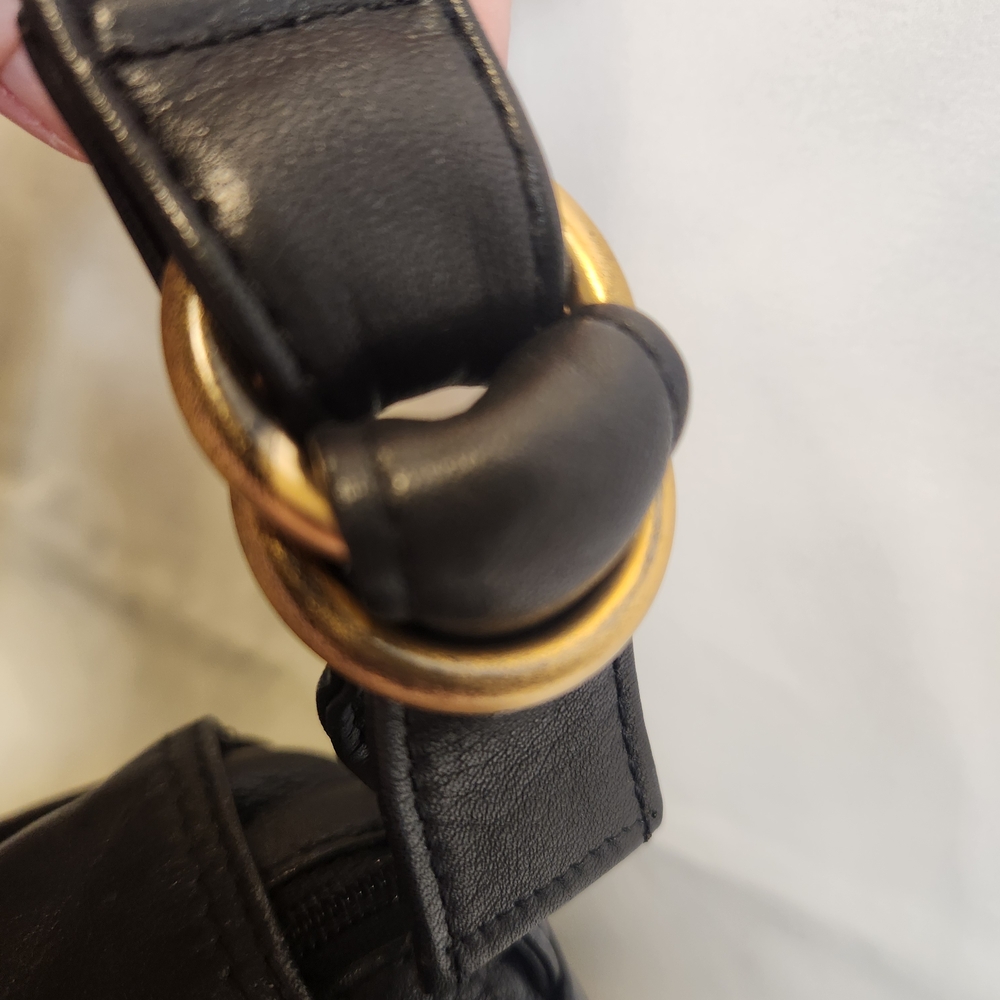Americana By Sharif Black Leather Shoulder/Crossbody Bag - Picture 7 of 14